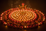 Puja with 108 lamps and 108 lotus flowers